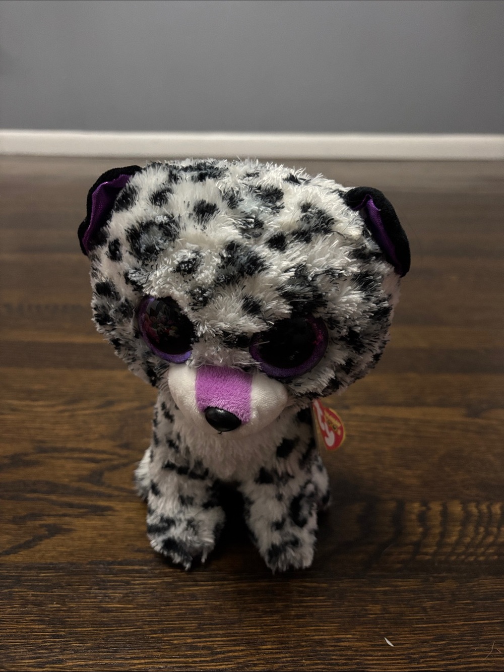 Ty Dalmatian-Style Plush Puppy with Purple Accents
